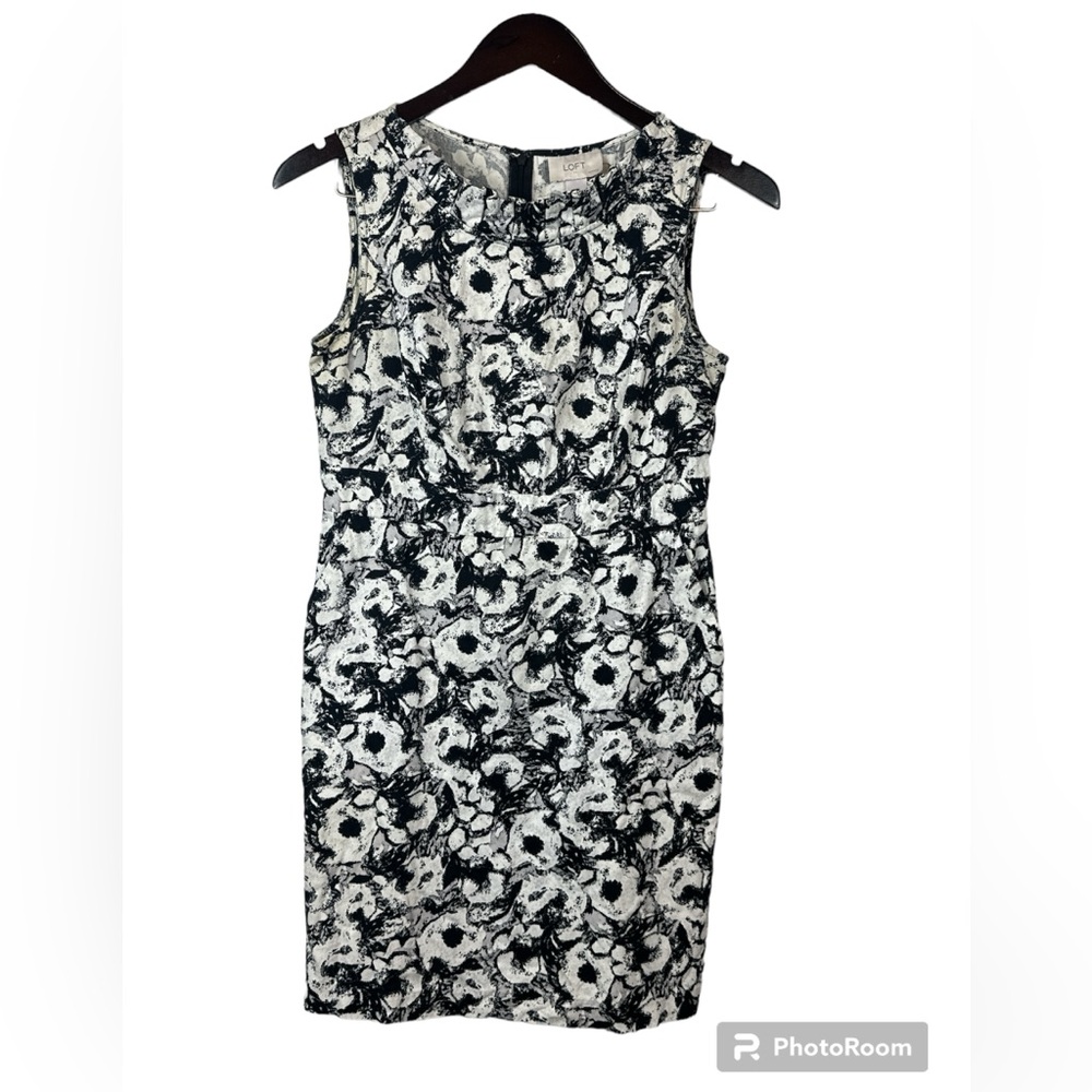 Ann Taylor Loft Women’s Sheath Floral Abstract Printed Sleeveless Dress Size 6 - Picture 2 of 8